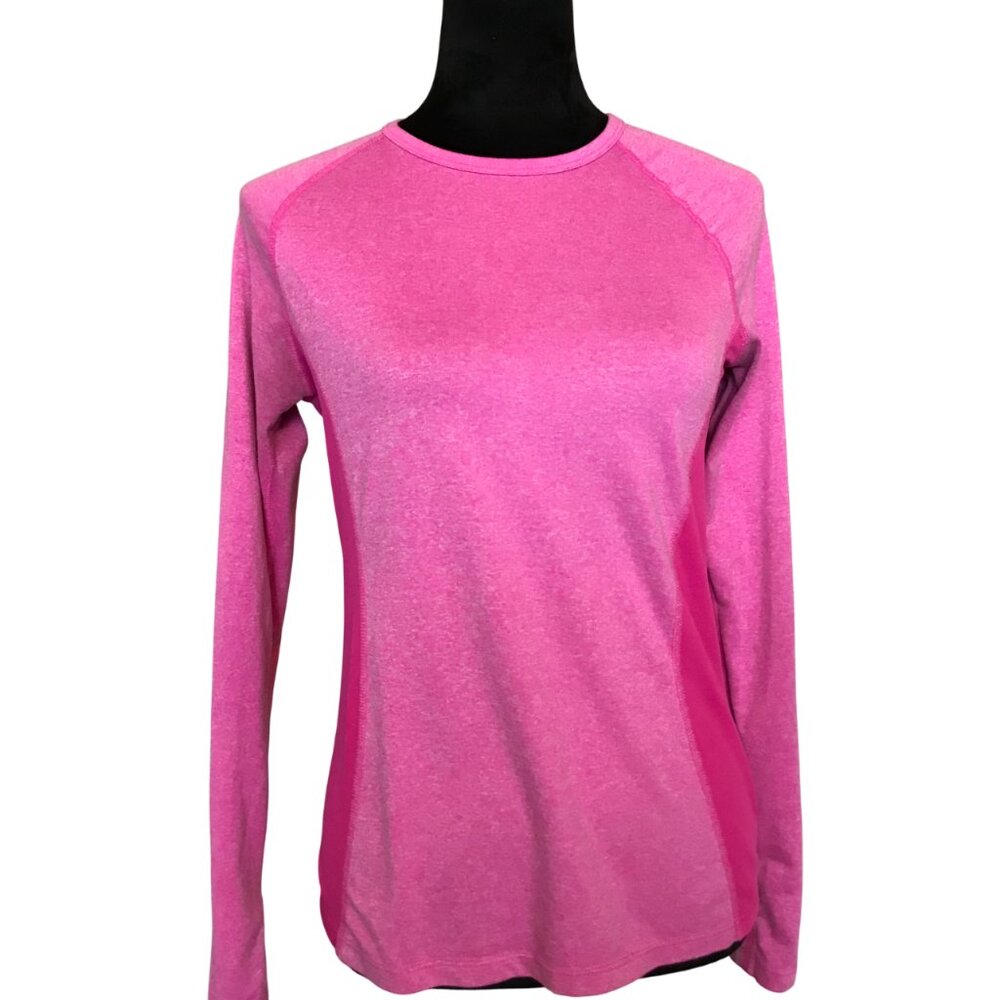 Danskin Now Long-Sleeved Athletic Top, Fitted Two Tone Pink Thumbholes Sz M 8-10